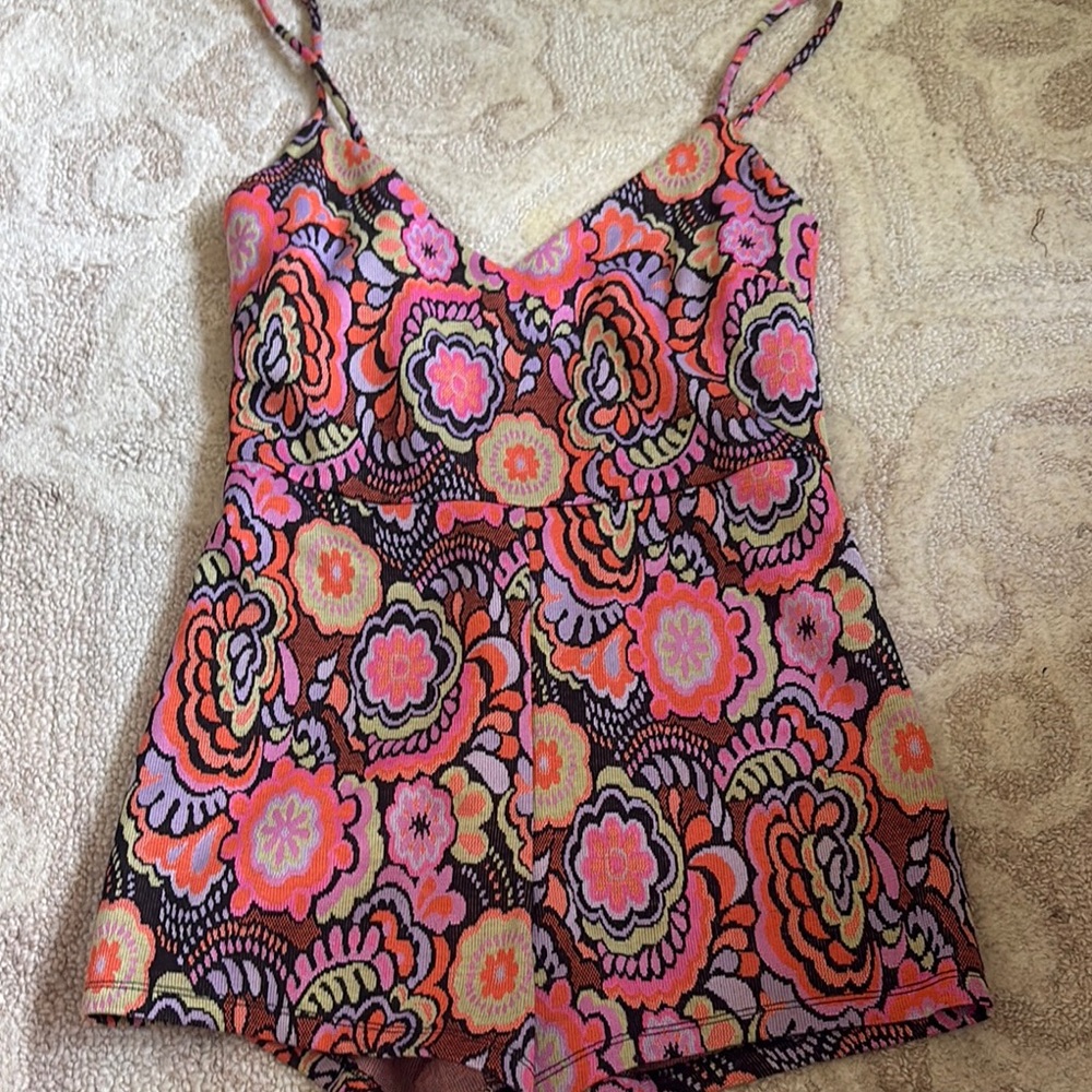 Zara Pink and Orange Graphic Fitted Camisole